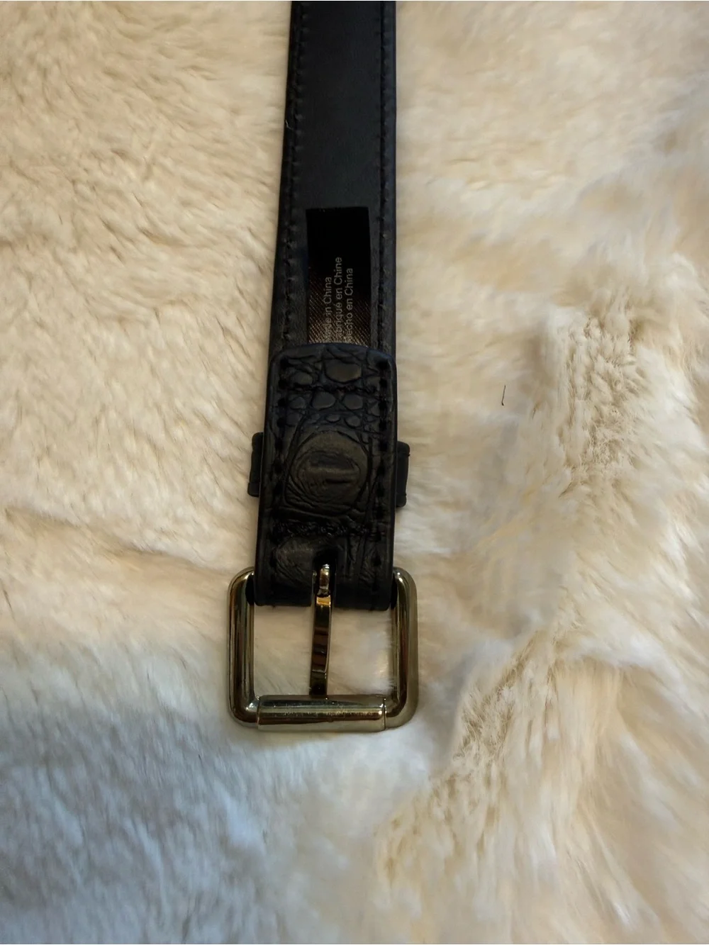 Gold Chain Black Leather Strap Belt - Women's Accessory
